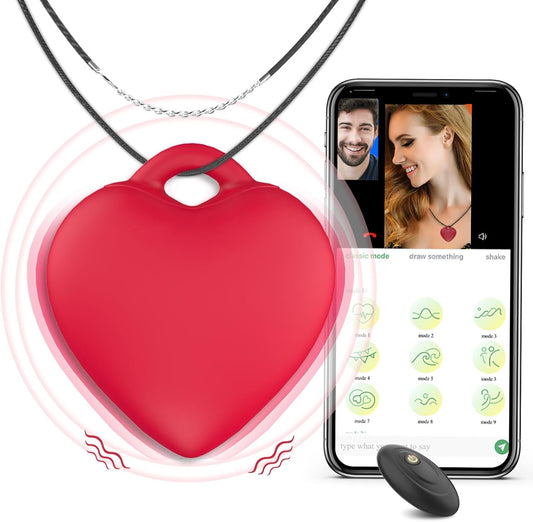 Loviss Heart Shape Mini Clit Vibrators with App and Remote Control 2in1 Sex Toys with Necklace Rose Sex Toy with 9 Vibrating Modes Quiet & No-Light Adult Toys for Women Jewelry