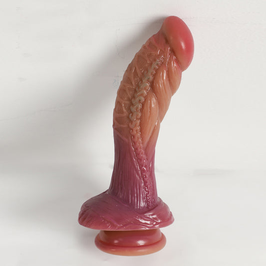 Fantasy Alien Realistic Dildo, Premium Liquid Silicone Big Cock with Strong Suction Cup, Flexible Dragon Monster Dildo with Curved Shaft Adult Sex Toy for G-spot Anal Play, Golden